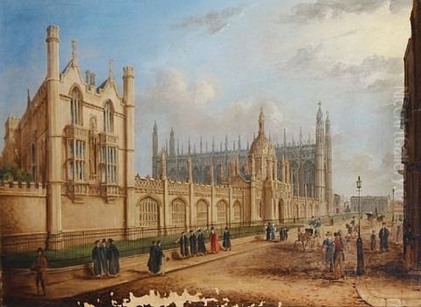 The Provost's Lodge, Kings College, Cambridge (+ View Of Kings College, Cambridge; Pair) Oil Painting by Richard Bankes Harraden