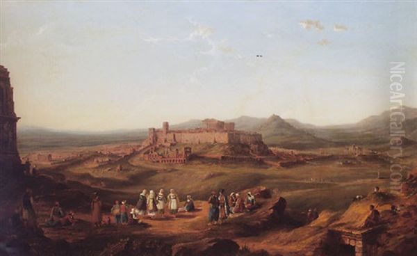 Athens From The Museum Hill Oil Painting by Richard Bankes Harraden