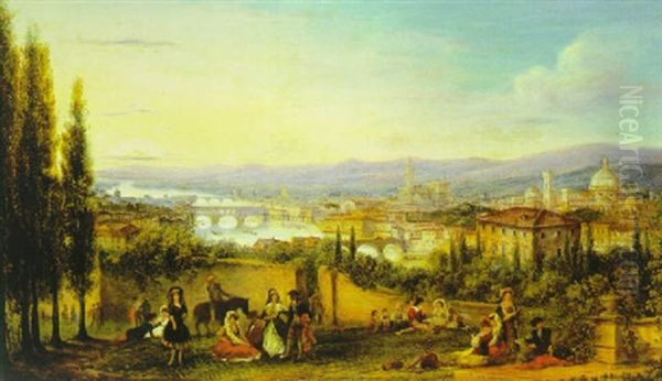 View Of Florence From Piazzale Michelangelo Oil Painting by Richard Bankes Harraden