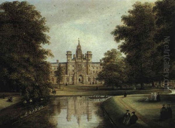 New Court, St. John's College, Cambridge, From Trinity College Bridge Oil Painting by Richard Bankes Harraden