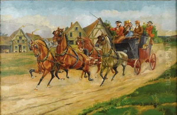 Carriage Ride Oil Painting by George Harrington