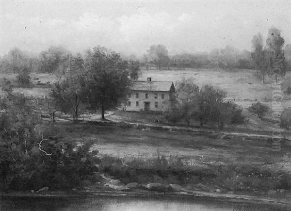 A View Of The Houghton Family Homestead In Lancaster, Massachusetts Oil Painting by George Harrington