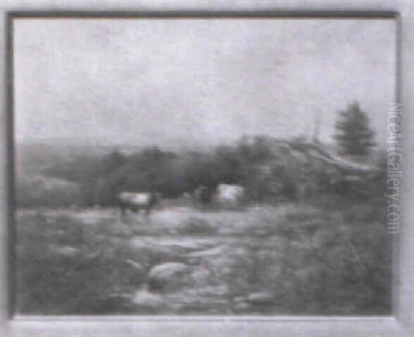 Cows In A Landscape Oil Painting by George Harrington