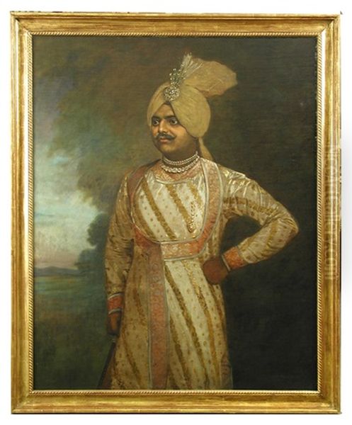 A Pair Of Portraits Of Indian Princes Oil Painting by E.A. Harris