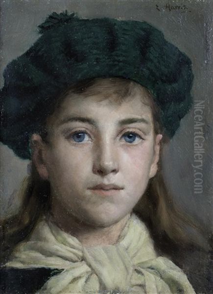 Portrait Of A Girl Oil Painting by Edwin Harris