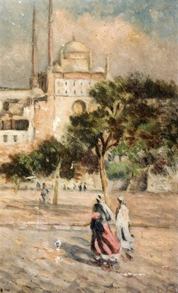 Aux Pieds De La Citadelle Du Caire Oil Painting by Edwin Harris