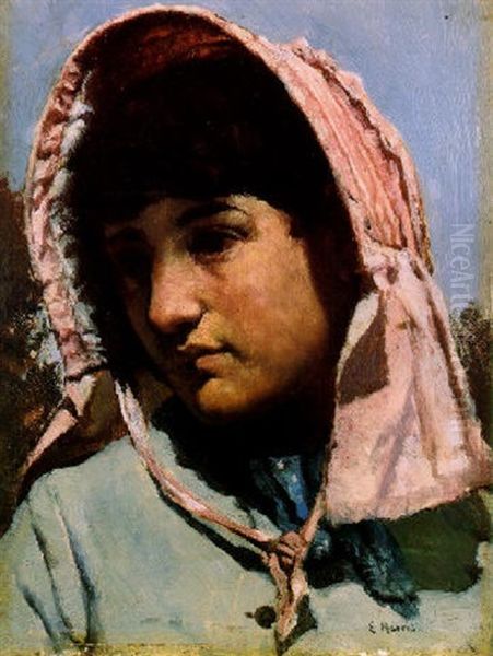 The Pink Bonnet Oil Painting by Edwin Harris