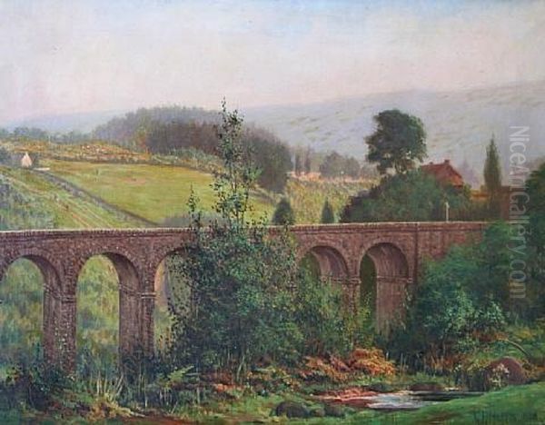 Pontsarn Viaduct Oil Painting by George F. Harris