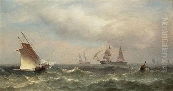 A French Brig Watching For The Approaching Pilot Cutter Oil Painting by James Harris