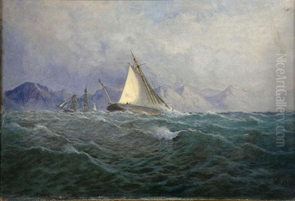 The Yacht Gertrude Entering Gibraltar Oil Painting by James C. (Sir) Harris