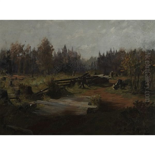 Split Rail Fence Oil Painting by Robert Harris