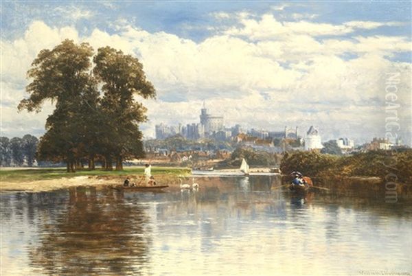 A View Of Windsor From The Thames Oil Painting by William E. Harris