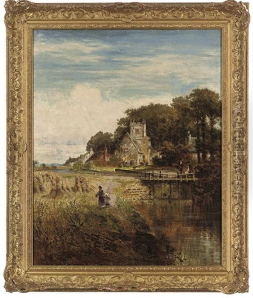 A Sunny Day By The Church Oil Painting by William E. Harris