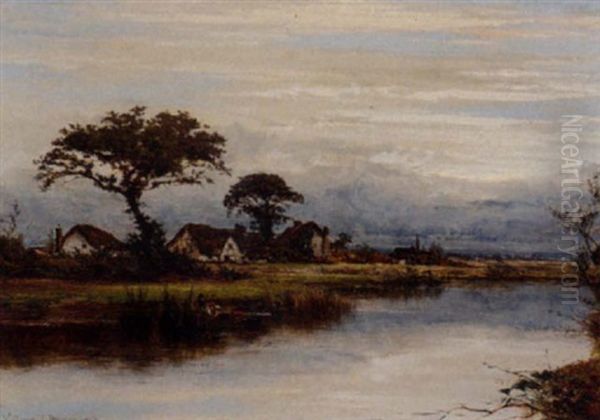 Figures In A Punt On A Tranquil River Oil Painting by William E. Harris