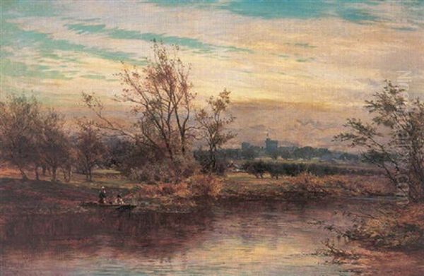 A Quiet Afternoon On The Thames Near Windsor Oil Painting by William E. Harris