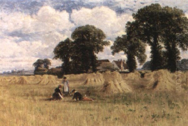 Harvest Time, Dorney, Near Windsor Oil Painting by William E. Harris