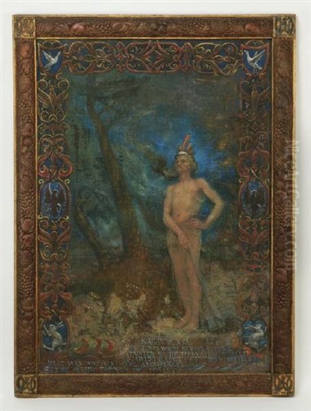 Kabibonokka, The Native American Spirit Keeper Of The North Wind, In A Wooded Setting Oil Painting by William Laurel Harris