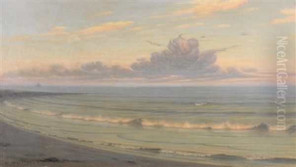 Beach At Sunset Oil Painting by Alexander Harrison