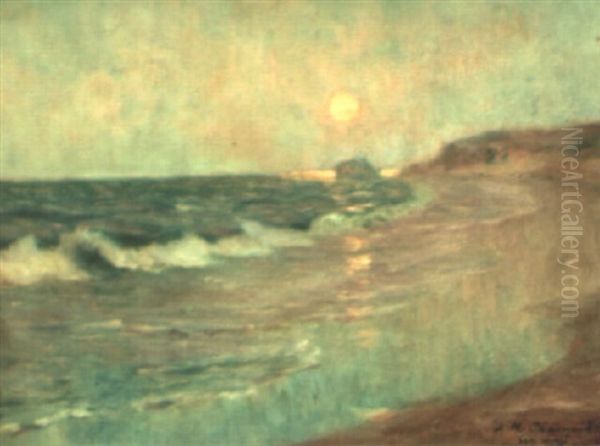 La Vague Au Clair De Lune Oil Painting by Alexander Harrison