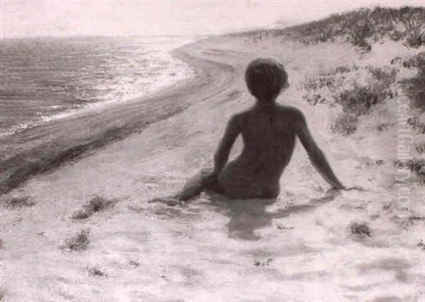 A Girl On A Beach Oil Painting by Alexander Harrison