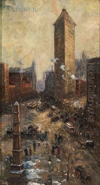 Flatiron Building In Winter Oil Painting by Lovell Birge Harrison