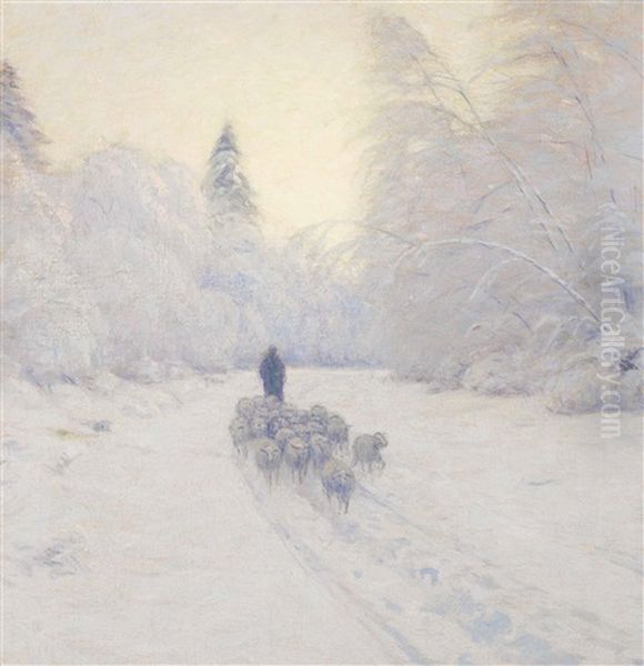 Snow Scene Oil Painting by Lovell Birge Harrison