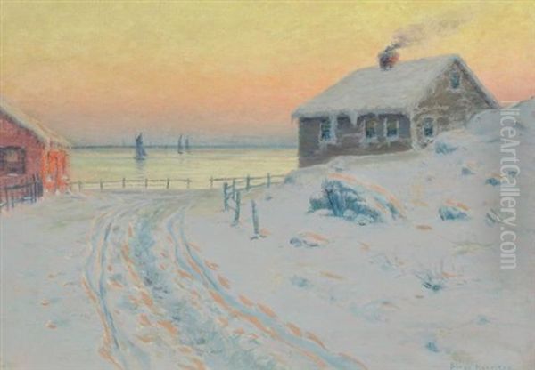 Hunter's Cabin On The St. Lawrence Oil Painting by Lovell Birge Harrison