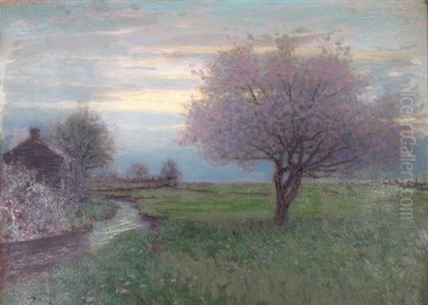 Flowering Tree At Dusk Oil Painting by Lovell Birge Harrison