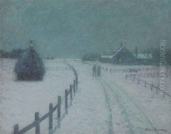 A Winter Evening Walk Oil Painting by Lovell Birge Harrison