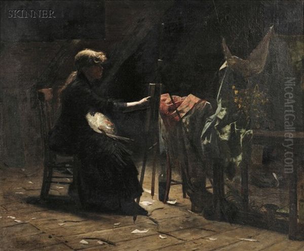 An Artist At Her Easel Oil Painting by Lovell Birge Harrison