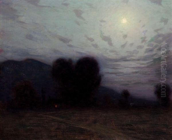 Moonlit Landscape Oil Painting by Lovell Birge Harrison