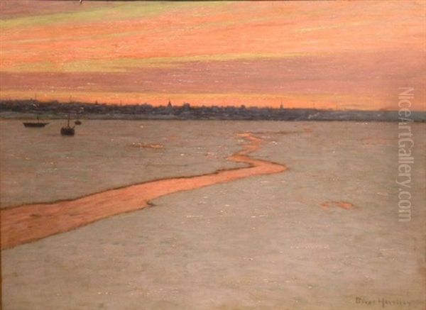 Sunrise - A Break In The Ice Oil Painting by Lovell Birge Harrison