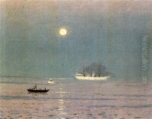 Moonlight At Charleston Oil Painting by Lovell Birge Harrison