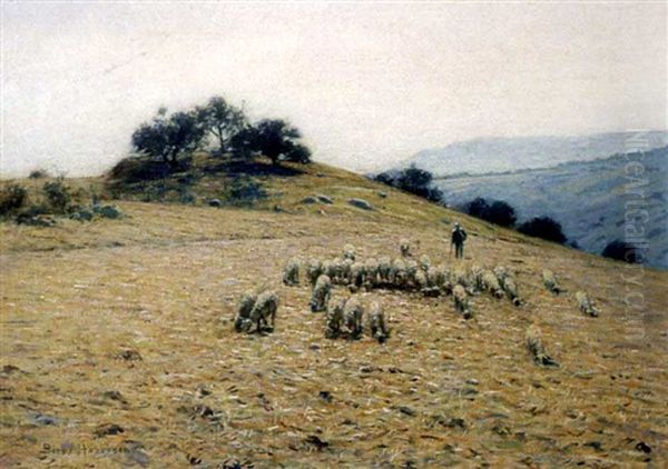 California Sheep Ranch Oil Painting by Lovell Birge Harrison