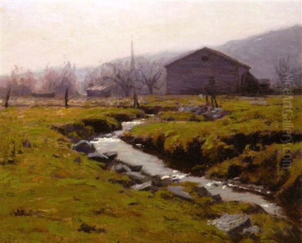 A Woodstock Stream Oil Painting by Lovell Birge Harrison