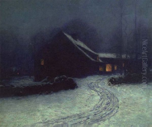 The Old Inn At Cos Cob Oil Painting by Lovell Birge Harrison