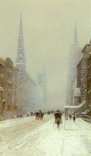 Fifth Avenue In Winter Oil Painting by Lovell Birge Harrison