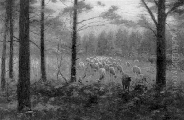 Sheep Grazing Oil Painting by Lovell Birge Harrison