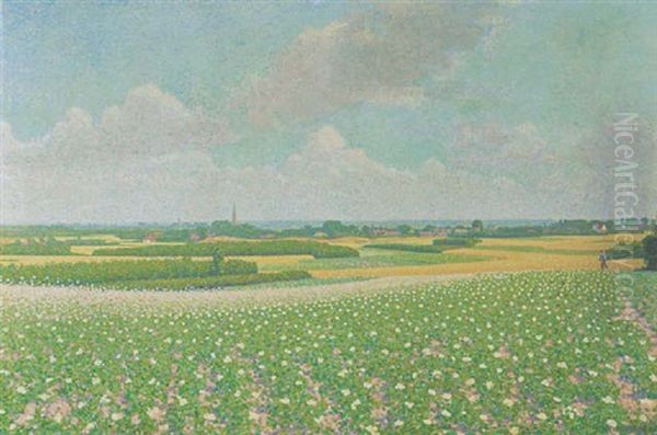 A Panoramic View On The Eng, Blaricum Oil Painting by Ferdinand Hart Nibbrig