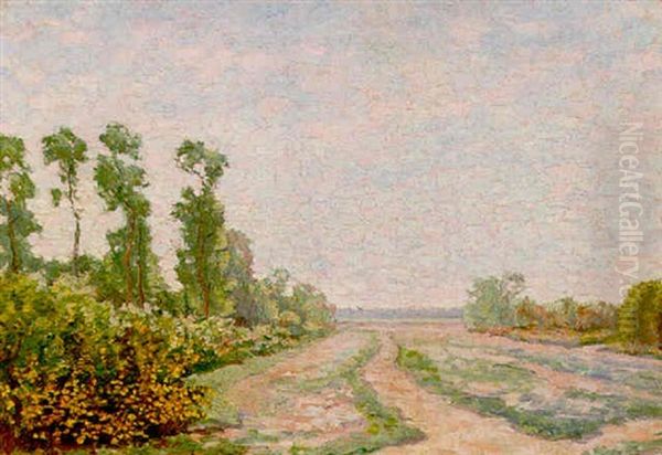 A Country Road Oil Painting by Ferdinand Hart Nibbrig