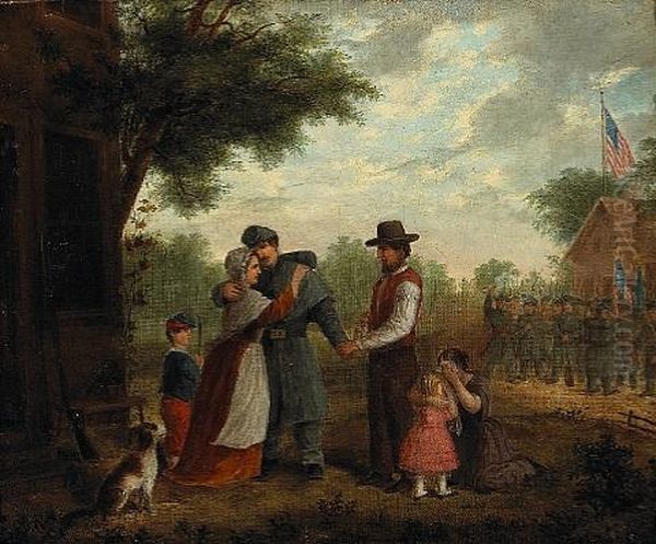 A Sad Farewell (civil War Scene) Oil Painting by Alfred A. Hart