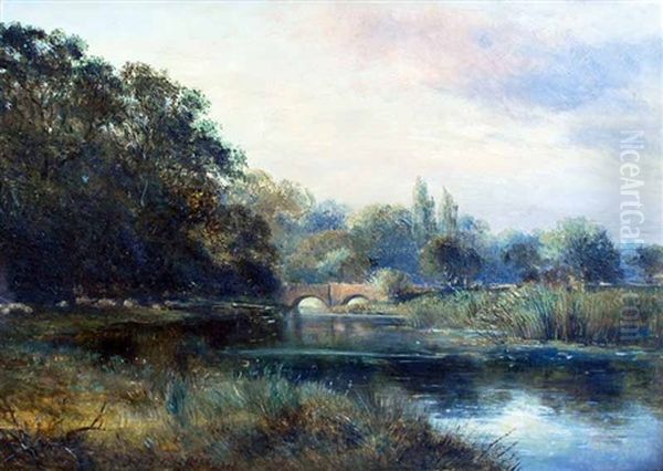 View On The Leam, Evening Oil Painting by J. Laurence Hart