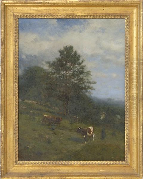 Landscape With Grazing Cattle Oil Painting by James McDougal Hart