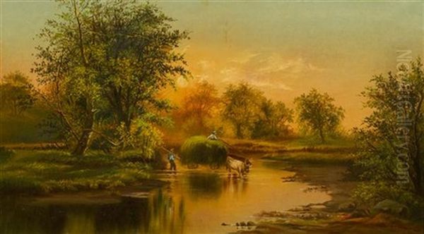 Fording The Stream Oil Painting by James McDougal Hart