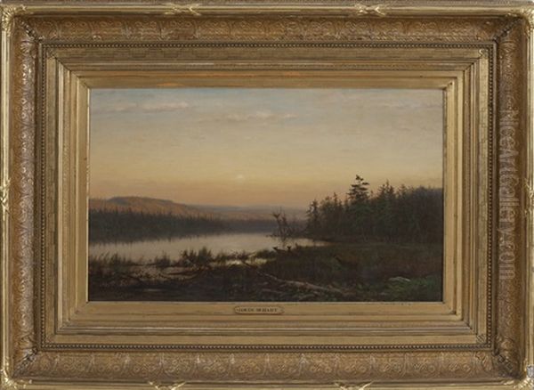 Twilight With Deer At Lake's Edge Oil Painting by James McDougal Hart