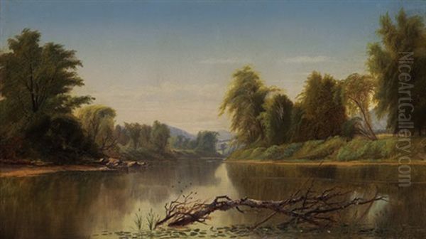 River Landscape Oil Painting by James McDougal Hart