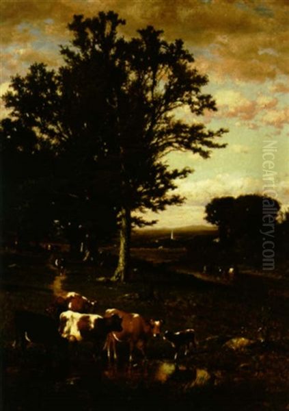 The Old Pasture Oil Painting by James McDougal Hart