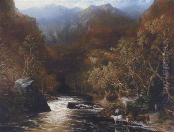 River Landscape Oil Painting by James McDougal Hart