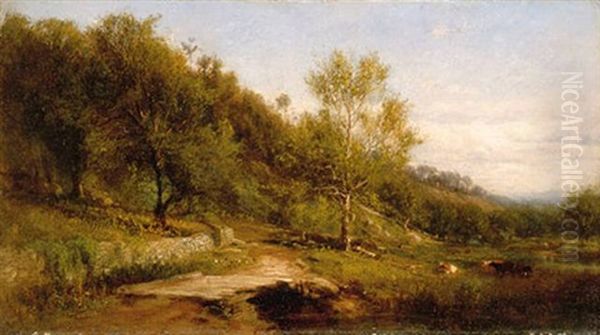 Path By A River, 1862 Oil Painting by James McDougal Hart