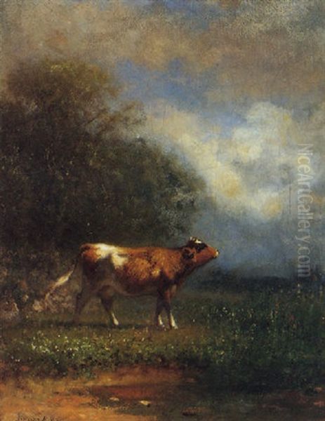 Landscape With A Cow Oil Painting by James McDougal Hart